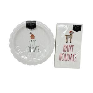 Rae Dunn Happy Holidays Party Tableware Christmas Holiday Plates And Napkins